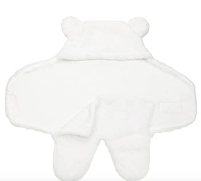 BAIBI WISE Baby Swaddle Blanket Boys Girls Cute Bear Plush Essential Receiving Blanket Ultra-Soft Newborn Registry Sleeping Wraps for Infant 0-6 Months - White