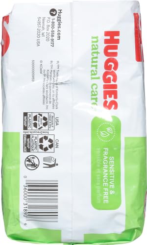 Baibi Wise by Huggies Natural Care Sensitive Baby Wipes, Unscented, Hypoallergenic, 99% Purified Water, 12 Flip-Top Packs (768 Wipes Total), Packaging May Vary