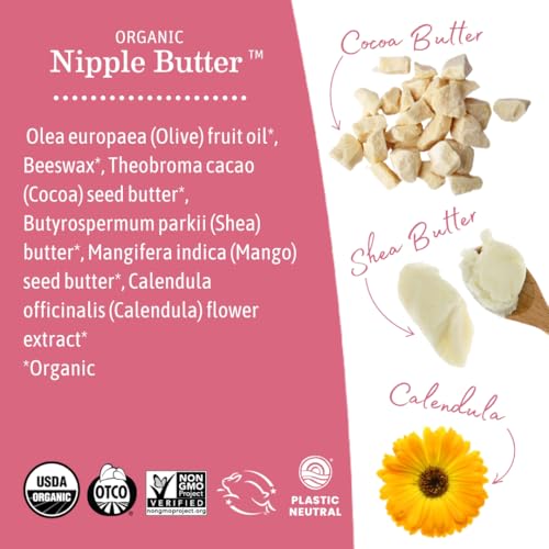 BAIBI WISE Organic Nipple Butter™ | Nipple Cream Safe for Breastfeeding | Postpartum Essentials for Nursing | Non Lanolin Nipple Cream, 2-Fluid Ounce