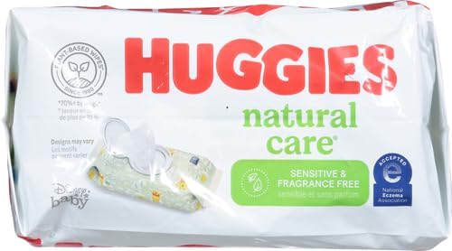 Baibi Wise by Huggies Natural Care Sensitive Baby Wipes, Unscented, Hypoallergenic, 99% Purified Water, 12 Flip-Top Packs (768 Wipes Total), Packaging May Vary