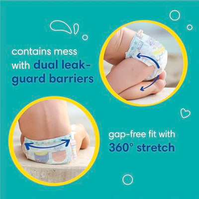 BAIBI WISE Pampers Swim Diapers - Splashers - Size M, 18 Count, Gap-Free Disposable Baby Swimming Pants