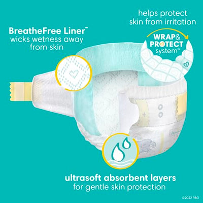 BAIBI WISE Pampers Swaddlers Disposable Baby Diapers Size 3, 168 Count with Sensitive Water Based Baby Wipes 12 Flip-Top Packs (1008 Wipes Total)