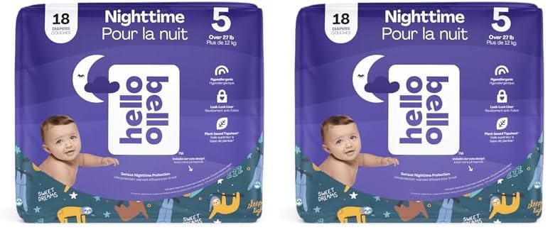 BAIBI WISE Nighttime Baby Diapers ‐ Size 5 - Ultra Absorbent & Hypoallergenic for Overnight Diapers for Extended Protection - 18 Diapers