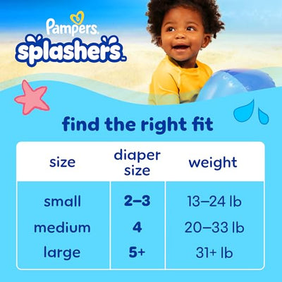 BAIBI WISE Pampers Swim Diapers - Splashers - Size M, 18 Count, Gap-Free Disposable Baby Swimming Pants