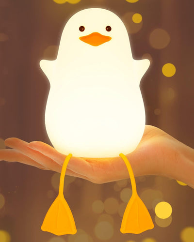 Baibi Wise Amaredom Cute Duck Night Light, Squishy Duck Lamp, Silicone Dimmable Nursery Nightlight, Rechargeable LED Bedside Lamp with 20 Minutes Timer & Tap Control for Kids Baby Toddler Decor Bedrooms