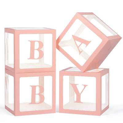 Baibi Wise Baby Boxes with Letters, 4 Transparent Balloon for Gender Reveal Birthday Wedding Baby Shower Decorations (White)