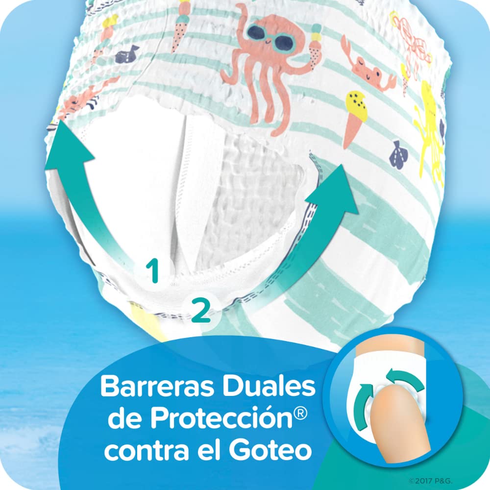 BAIBI WISE Pampers Swim Diapers - Splashers - Size M, 18 Count, Gap-Free Disposable Baby Swimming Pants