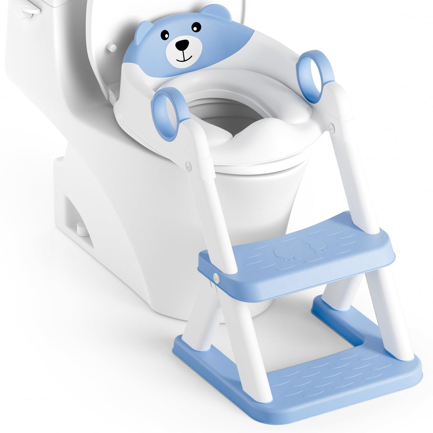 Baibi Wise Potty Training Seat, Upgrade Toddler Toilet Seat for Kids Boys Girls, 2 in 1 Potty Training Toilet for Kids, Splash Guard Anti-Slip Pad Step Stool（Blueyellow）