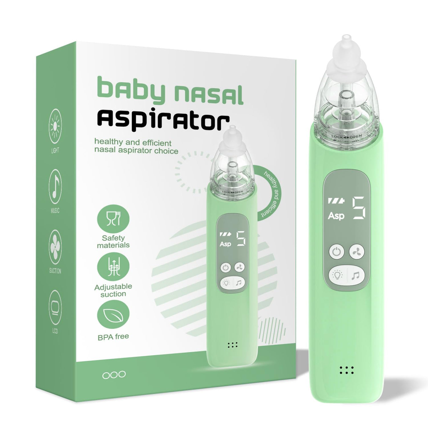 Baibi Wise Baby Nasal Aspirator, Electric Nose Sucker with 5 Levels Suction, Soothing Light & Nursery Rhymes