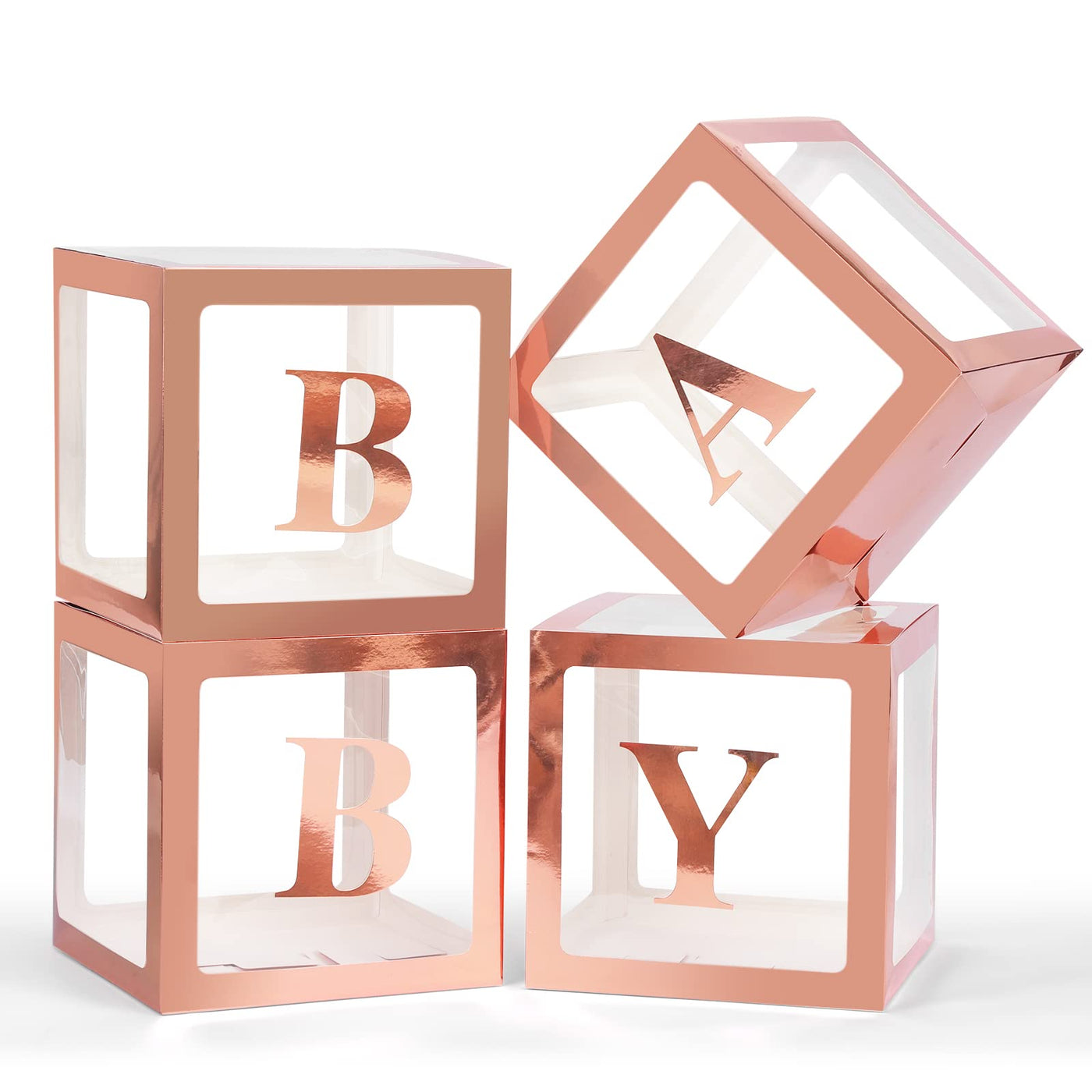 Baibi Wise Baby Boxes with Letters, 4 Transparent Balloon for Gender Reveal Birthday Wedding Baby Shower Decorations (White)