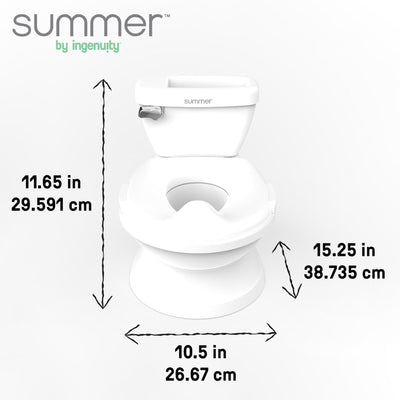 Baibi Wise Summer Infant by Ingenuity My Size Potty Pro in White, Toddler Potty Training Toilet, Lifelike Flushing Sound, for Ages 18 Months+, Up to 50 Pounds