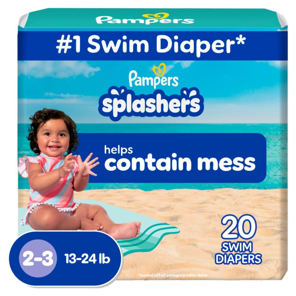 BAIBI WISE Pampers Swim Diapers - Splashers - Size M, 18 Count, Gap-Free Disposable Baby Swimming Pants