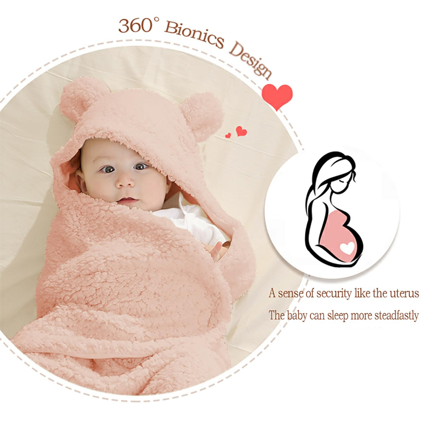 BAIBI WISE Baby Swaddle Blanket Boys Girls Cute Bear Plush Essential Receiving Blanket Ultra-Soft Newborn Registry Sleeping Wraps for Infant 0-6 Months - White