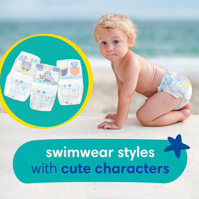 BAIBI WISE Pampers Swim Diapers - Splashers - Size M, 18 Count, Gap-Free Disposable Baby Swimming Pants