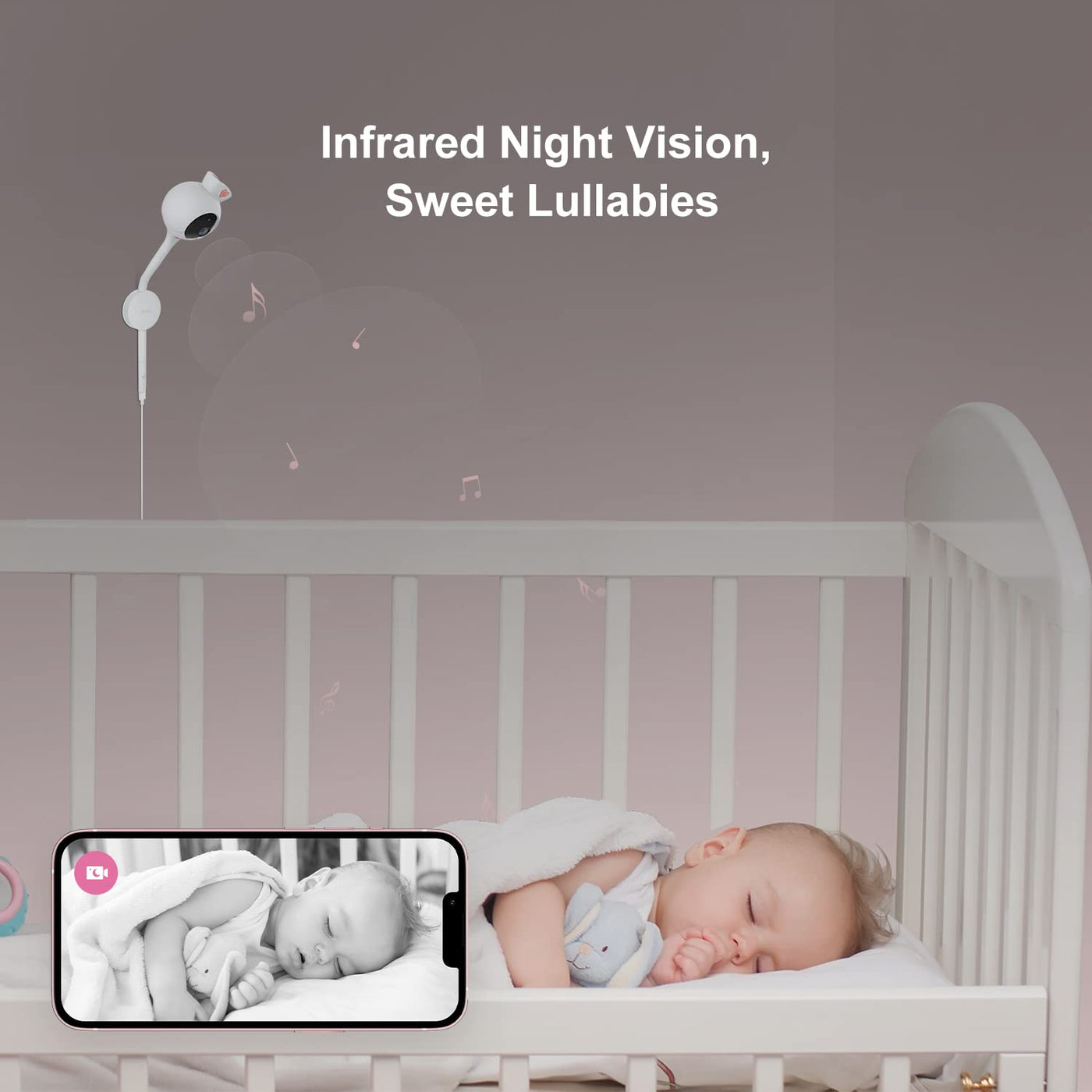 Baibi Wise Baby Breathing Monitor - with Camera and Audio, Tracking Baby's Breathing, Sleeping, Movement. i2 Wi-Fi Video Baby Monitor, Contactless, Work with Smartphone.