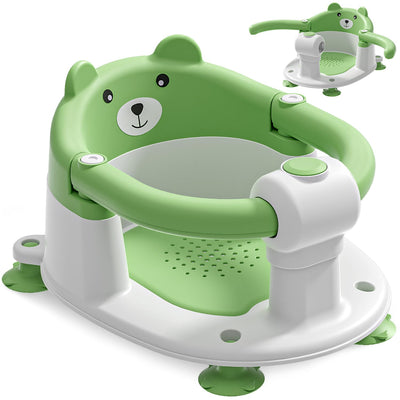 BAIBI WISE Baby Bath Seat for Babies 6 Months & up, Non-Slip Toddler Bath Seats for Babies Sitting Up, Safe Infant & Newborn Bathtub Chair with 4 Suction Cups & Soft Cushion for Shower,Green