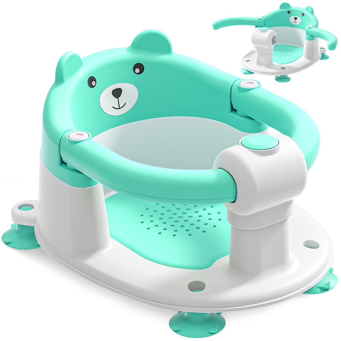 BAIBI WISE Baby Bath Seat for Babies 6 Months & up, Non-Slip Toddler Bath Seats for Babies Sitting Up, Safe Infant & Newborn Bathtub Chair with 4 Suction Cups & Soft Cushion for Shower,Green