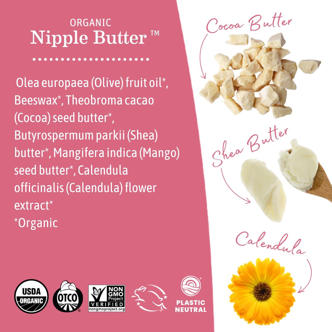 BAIBI WISE Organic Nipple Butter™ | Nipple Cream Safe for Breastfeeding | Postpartum Essentials for Nursing | Non Lanolin Nipple Cream, 2-Fluid Ounce