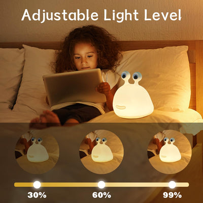 BAIBI WISE Night Light for Kids,Cute Silicone Nursery Slug Lamp for Baby and Toddler,Animal NightLight for Boys and Girls,Fun Squishy Night Lamp for Bedroom,Kawaii Bedside Lamp for Kids Room