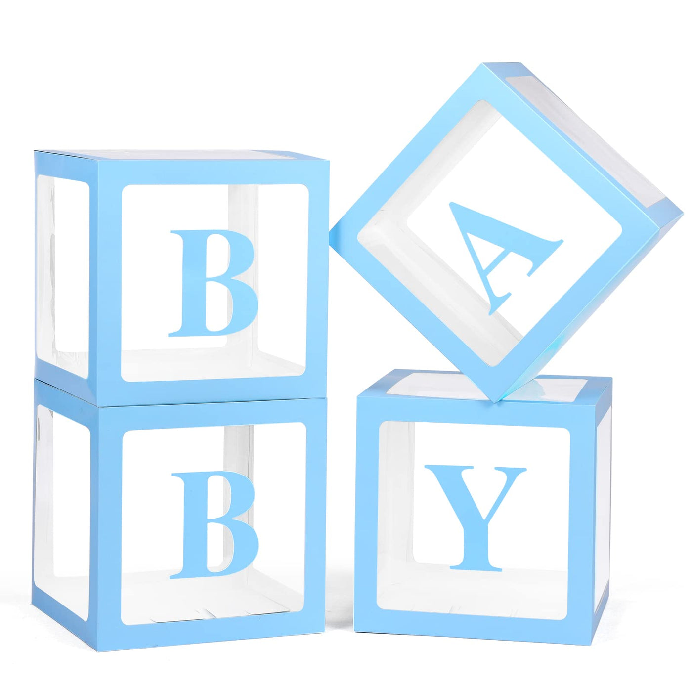 Baibi Wise Baby Boxes with Letters, 4 Transparent Balloon for Gender Reveal Birthday Wedding Baby Shower Decorations (White)