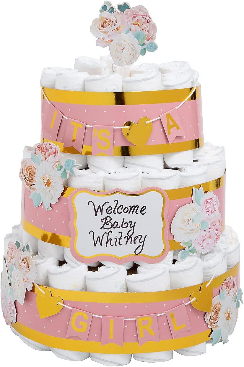 BAIBI WISE It’s a Girl Diaper Cake Decorating Kit – 12 Pieces