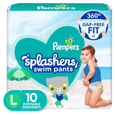 BAIBI WISE Pampers Swim Diapers - Splashers - Size M, 18 Count, Gap-Free Disposable Baby Swimming Pants