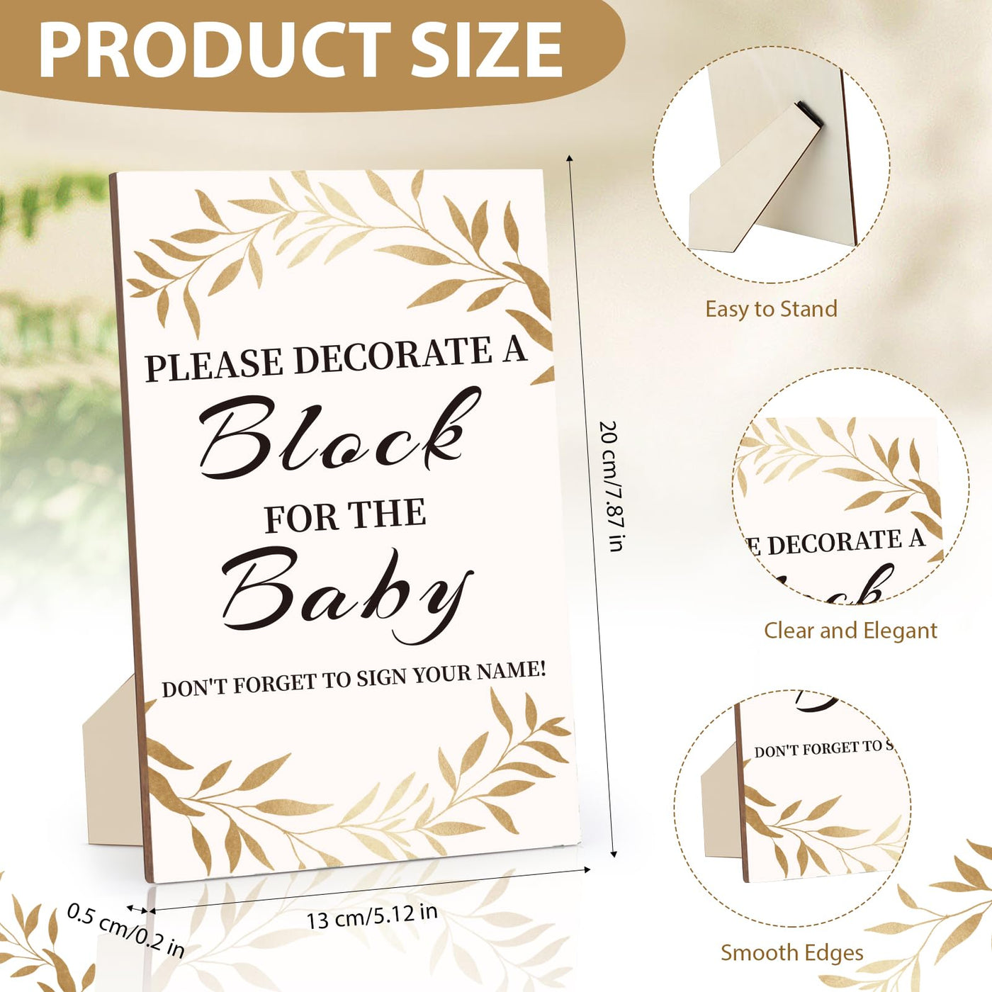 BAIBI WISE Baby Shower Game Sign Kit with 50 Blank Wooden Baby Blocks, 24 Acrylic Paint Marker and Wooden Baby Shower Sign, Baby Shower Game Set for Baby Shower Prize, Gender Reveals Party(Woodland)