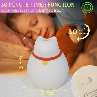 Baibi Wise Silicone Elephant Night Light for Kids - 3-Level Dimmable & Rechargeable LED Lamp, Touch Control Soft Animal Light for Nursery, Baby Room Decor