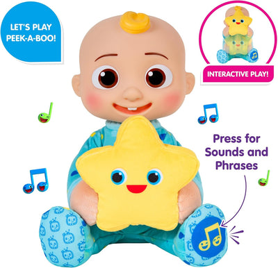 Baibi Wise by CoComelon Peek-A-Boo JJ 10” Feature Plush - Featuring Favorite Song, Phrases, and Sounds - Play Peek-A-Boo with JJ - Toys for Preschool and Kids - Amazon Exclusive