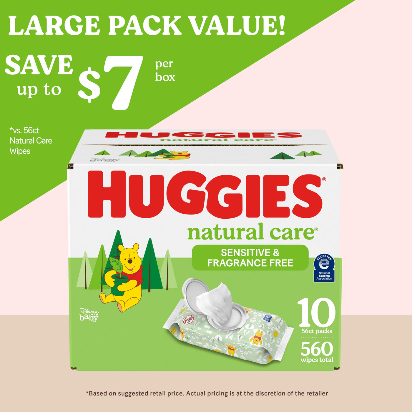 Baibi Wise by Huggies Natural Care Sensitive Baby Wipes, Unscented, Hypoallergenic, 99% Purified Water, 12 Flip-Top Packs (768 Wipes Total), Packaging May Vary