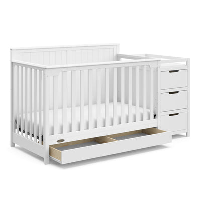 Baibi Wise 5-in-1 Convertible Crib with Drawer (Pebble Gray) – GREENGUARD Gold Certified, Crib with Drawer Combo, Full-Size Nursery Storage Drawer, Converts to Toddler Bed, Daybed