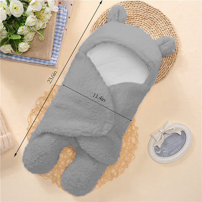 BAIBI WISE Baby Swaddle Blanket Boys Girls Cute Bear Plush Essential Receiving Blanket Ultra-Soft Newborn Registry Sleeping Wraps for Infant 0-6 Months - White