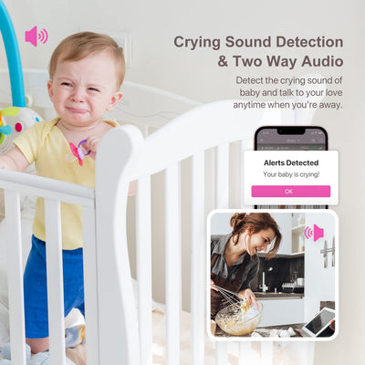 Baibi Wise Baby Breathing Monitor - with Camera and Audio, Tracking Baby's Breathing, Sleeping, Movement. i2 Wi-Fi Video Baby Monitor, Contactless, Work with Smartphone.