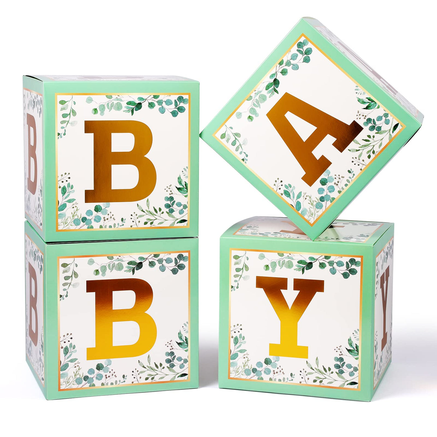 Baibi Wise Baby Boxes with Letters, 4 Transparent Balloon for Gender Reveal Birthday Wedding Baby Shower Decorations (White)