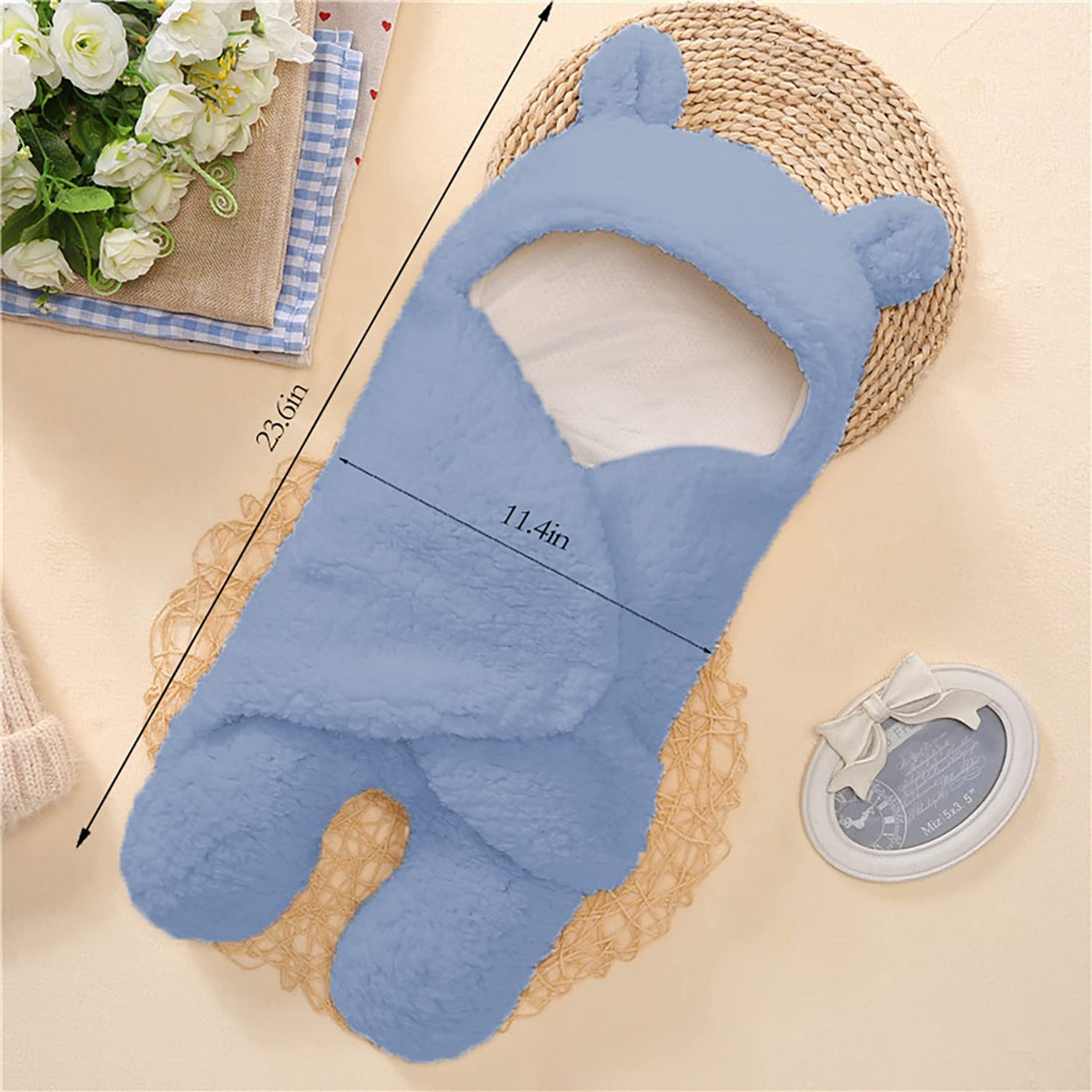 BAIBI WISE Baby Swaddle Blanket Boys Girls Cute Bear Plush Essential Receiving Blanket Ultra-Soft Newborn Registry Sleeping Wraps for Infant 0-6 Months - White