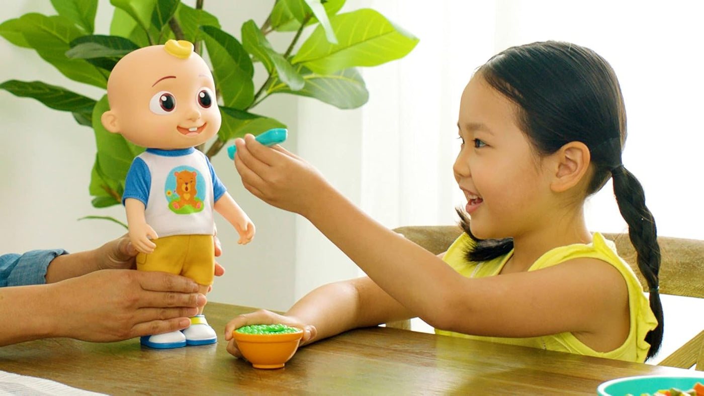 BAIBI WISE by CoComelon Deluxe Interactive JJ Doll - Includes JJ, Shirt, Shorts, Pair of Shoes, Bowl of Peas, Spoon- Toys for Preschoolers - Amazon Exclusive