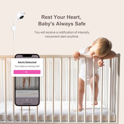 Baibi Wise Baby Breathing Monitor - with Camera and Audio, Tracking Baby's Breathing, Sleeping, Movement. i2 Wi-Fi Video Baby Monitor, Contactless, Work with Smartphone.