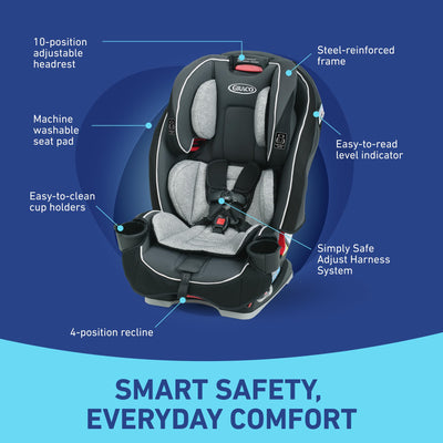 Baibi Wise Slim Fit 3-in-1 Convertible Car Seat, Ultra-Space-Saving Design, Darcie, Suitable for Rear and Forward-Facing, Highback Booster Seat with 10-Position Headrest