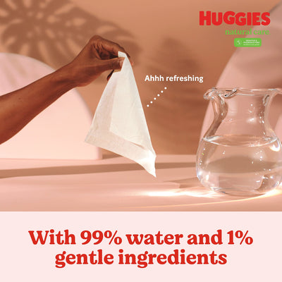 Baibi Wise by Huggies Natural Care Sensitive Baby Wipes, Unscented, Hypoallergenic, 99% Purified Water, 12 Flip-Top Packs (768 Wipes Total), Packaging May Vary