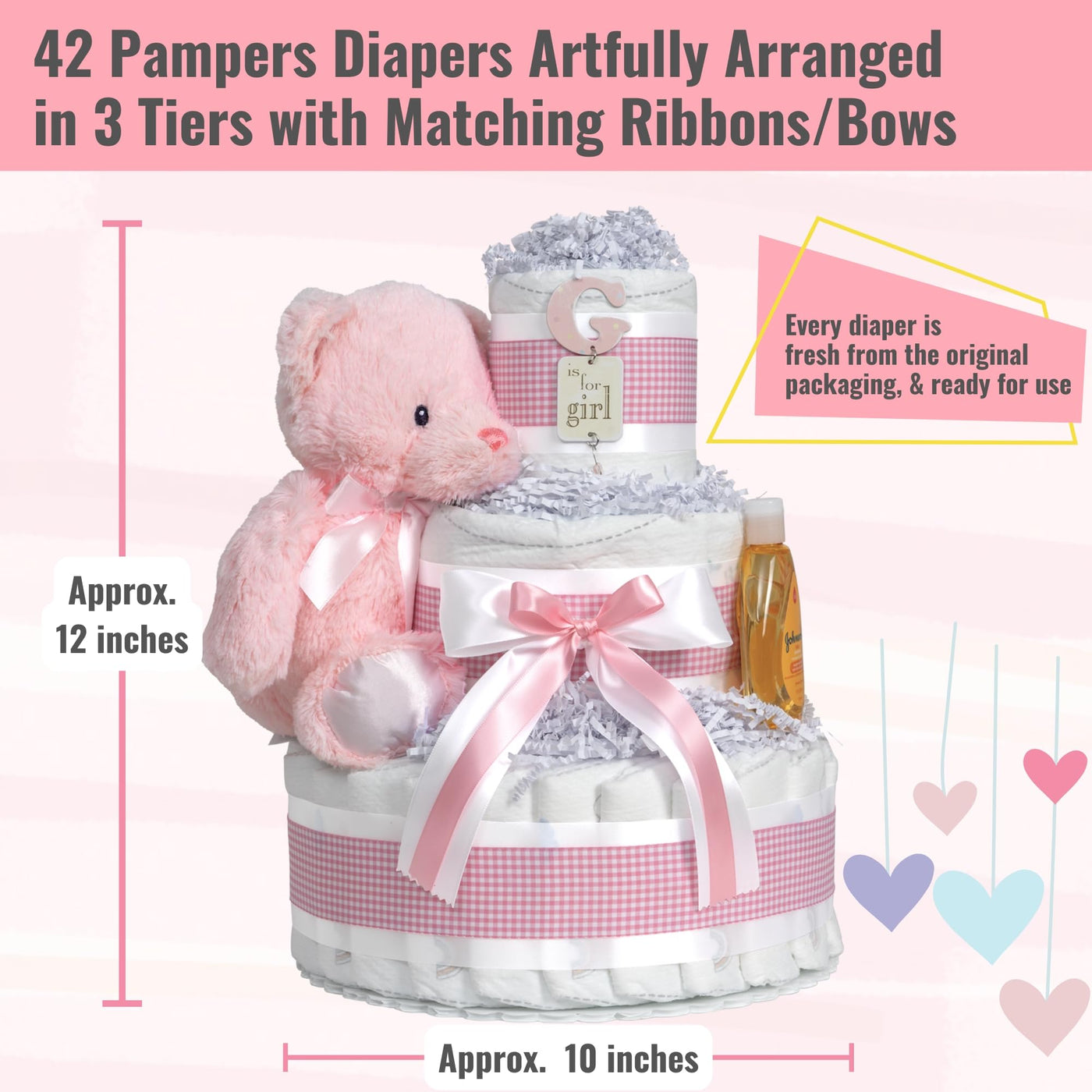 Baibi Wise Lil' Baby Cakes Boy Blue Diaper Cake - Makes a Beautiful Baby Gift - Adorable and Practical Handmade Baby Gift with 42 Swaddler Diapers Size 1-10 in x 12 in