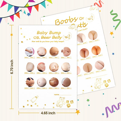 BAIBI WISE Baby Shower Games-2 Games(50 of Each),Double-Sided,Fun,Hilarious and Easy to Play,Baby Shower Gender Neutral,with Answer Keys