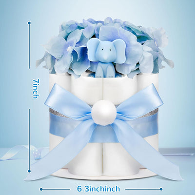 Baibi Wise Diaper Cake for Baby Boy and Girl Elephant Crown Diaper Cake Supplies Gender Neutral Baby Diaper Cakes Cute Decorated Baby Shower Diaper Cakes for Newborn Baby Birthday Party (1 Tier, Elephant Style)