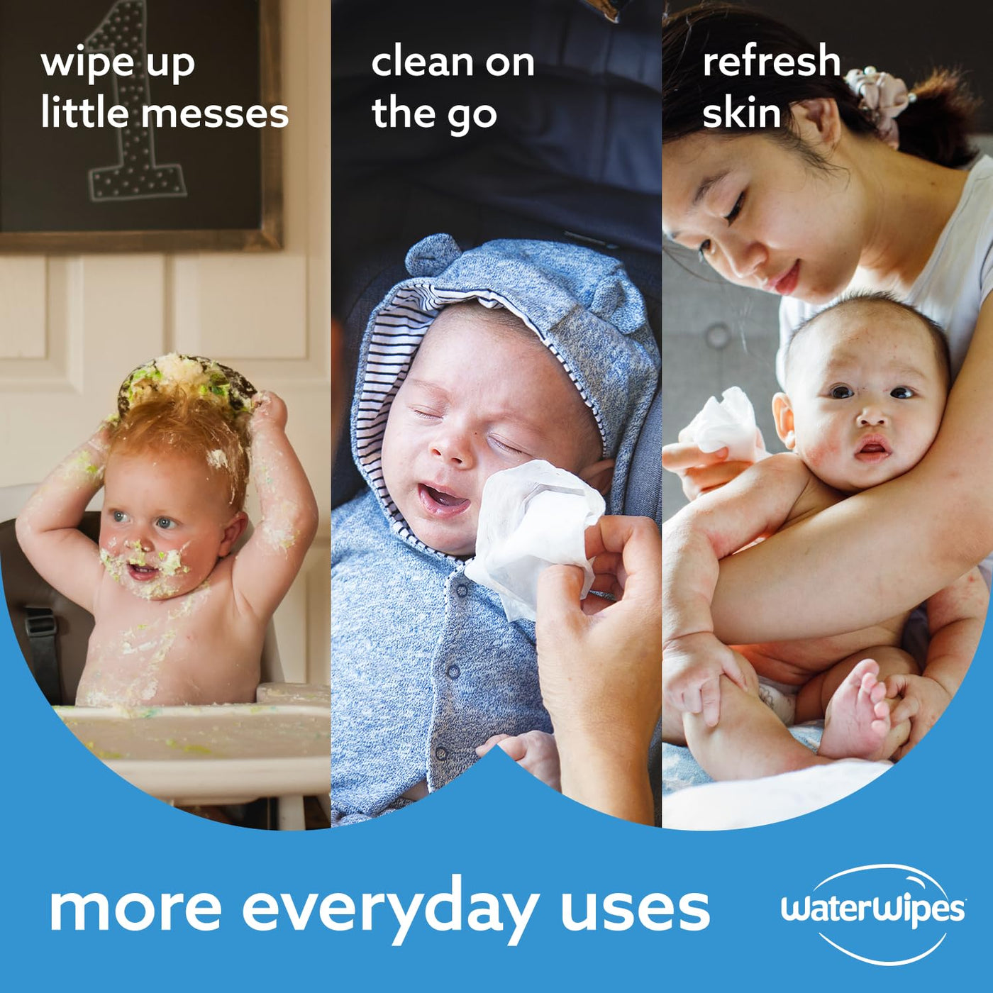 Baibi Wise WaterWipes Plastic-Free Original Baby Wipes, 99.9% Water Based Wipes, Unscented & Hypoallergenic for Sensitive Skin, 60 Count (Pack of 12), Packaging May Vary