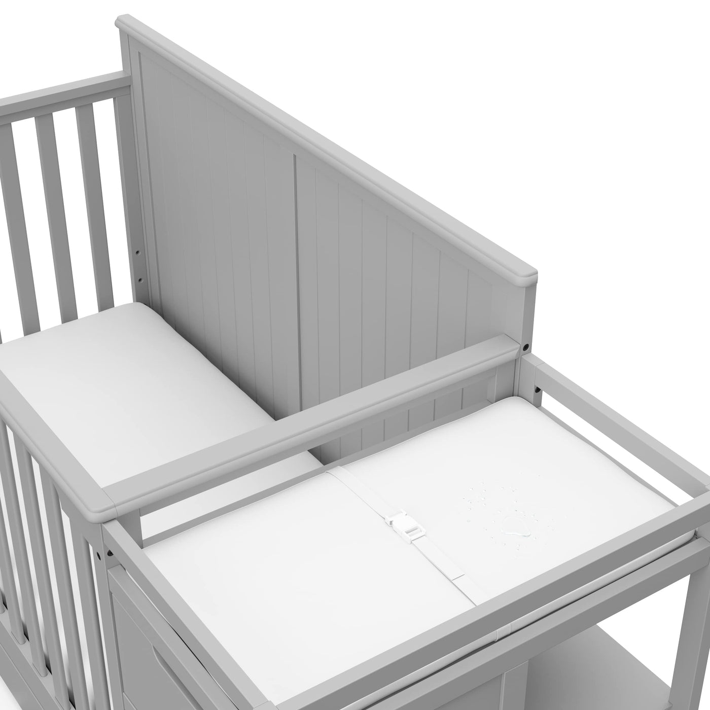 Baibi Wise 5-in-1 Convertible Crib with Drawer (Pebble Gray) – GREENGUARD Gold Certified, Crib with Drawer Combo, Full-Size Nursery Storage Drawer, Converts to Toddler Bed, Daybed