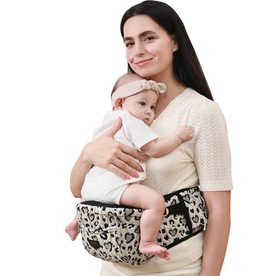 Baibi Wise Baby Carrier, Ergonomic Baby Hip Seat Waist Stool CPC-Certified Infant Carrier, Adjustable Waistband & Various Pockets for Newborns, Infants, Babies, All Seasons Carrier, Grey