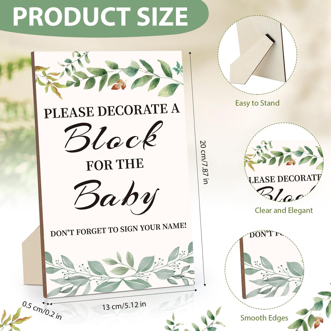 BAIBI WISE Baby Shower Game Sign Kit with 50 Blank Wooden Baby Blocks, 24 Acrylic Paint Marker and Wooden Baby Shower Sign, Baby Shower Game Set for Baby Shower Prize, Gender Reveals Party(Woodland)