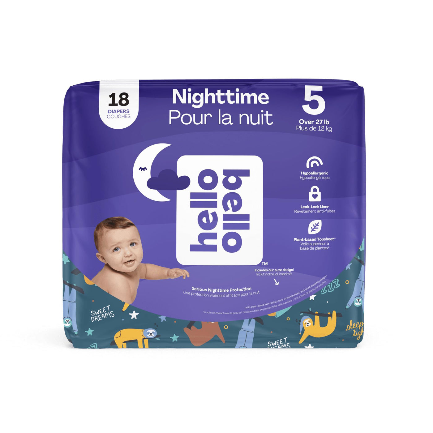 BAIBI WISE Nighttime Baby Diapers ‐ Size 5 - Ultra Absorbent & Hypoallergenic for Overnight Diapers for Extended Protection - 18 Diapers