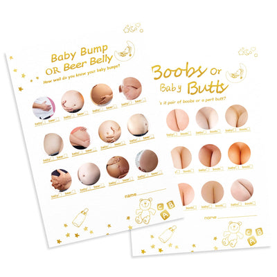 BAIBI WISE Baby Shower Games-2 Games(50 of Each),Double-Sided,Fun,Hilarious and Easy to Play,Baby Shower Gender Neutral,with Answer Keys