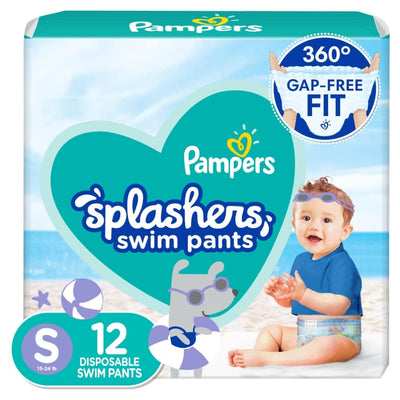 BAIBI WISE Pampers Swim Diapers - Splashers - Size M, 18 Count, Gap-Free Disposable Baby Swimming Pants