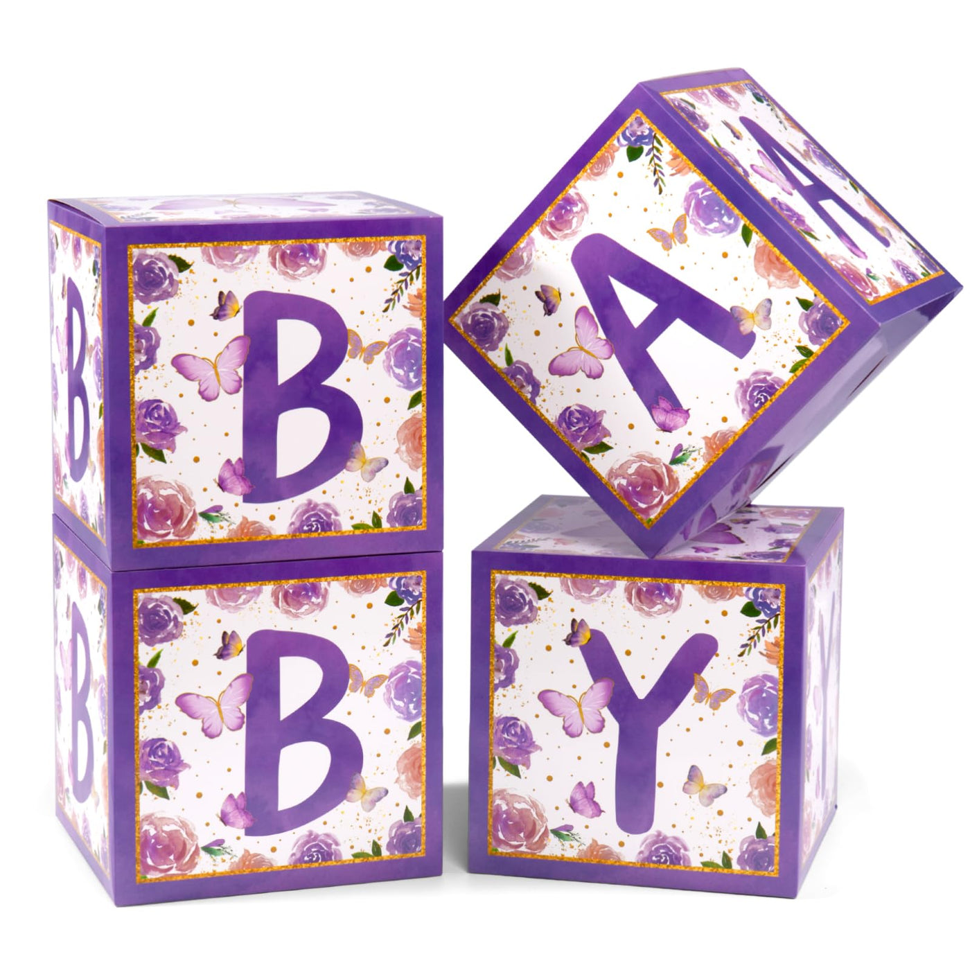 Baibi Wise Baby Boxes with Letters, 4 Transparent Balloon for Gender Reveal Birthday Wedding Baby Shower Decorations (White)